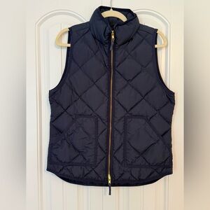 J. Crew Navy Quilted Vest with Gold Accents Size Large